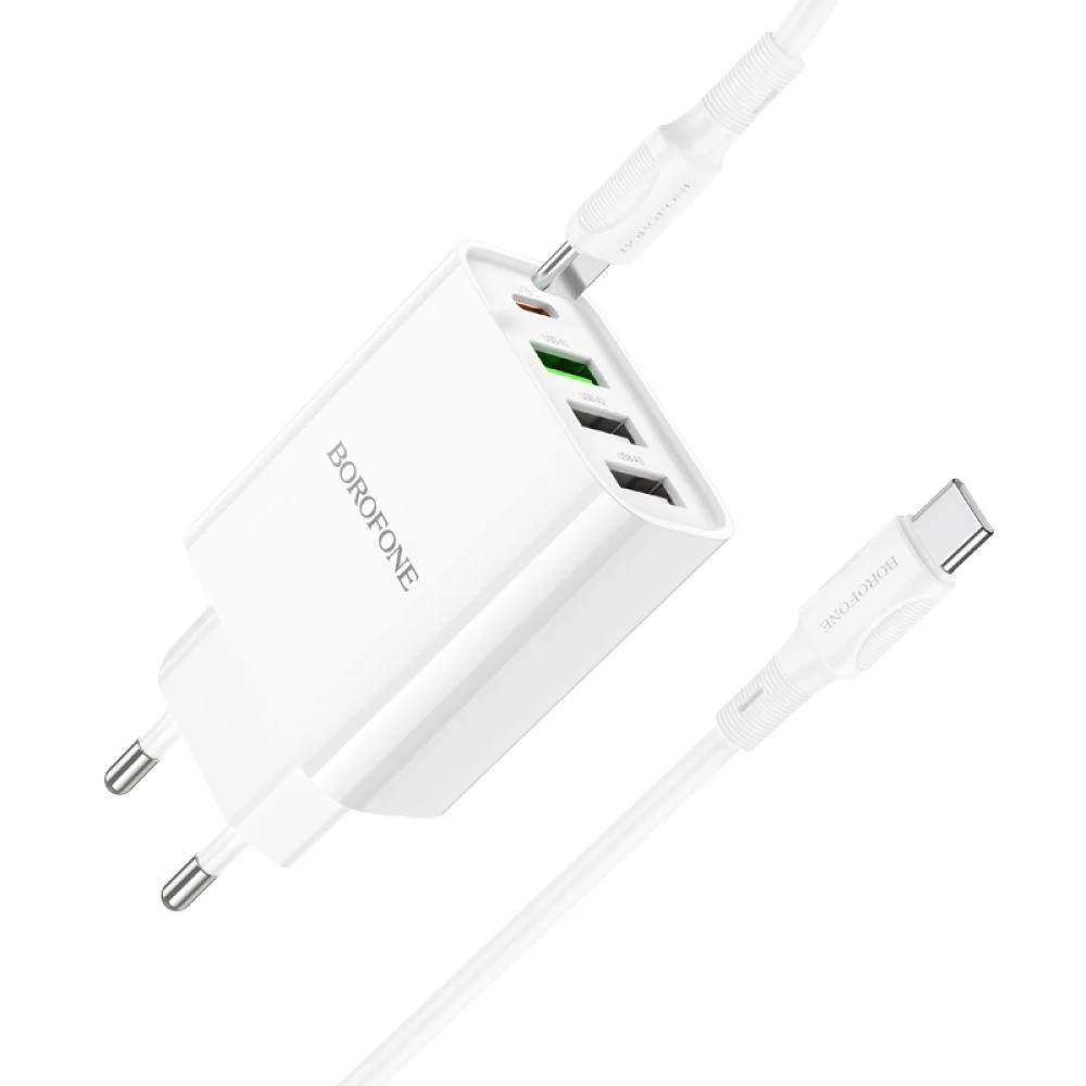 Мережевий Зарядний Пристрій Borofone BA79A Clever PD20W/QC (1C3A) Type C to Type C