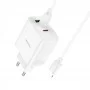 Мережевий Зарядний Пристрій Hoco C126A Pure PD+QC 40W(2C1A) Type C to Lightning