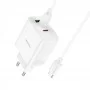 Мережевий Зарядний Пристрій Hoco C126A Pure PD+QC 40W(2C1A) Type C to Type C