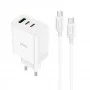 Мережевий Зарядний Пристрій Hoco C126A Pure PD+QC 40W(2C1A) Type C to Type C