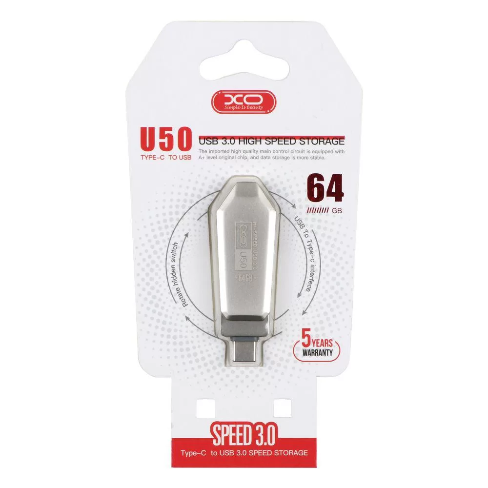 USB флеш-накопичувач XO U50 USB3.0+Type C 64GB