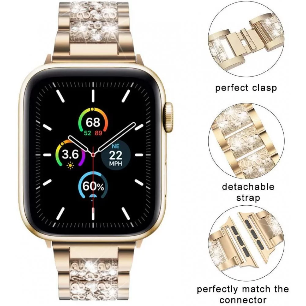 Металлический ремешок STR 3-bead Diamond Metal Band for Apple Watch 41/40/38 mm - Black