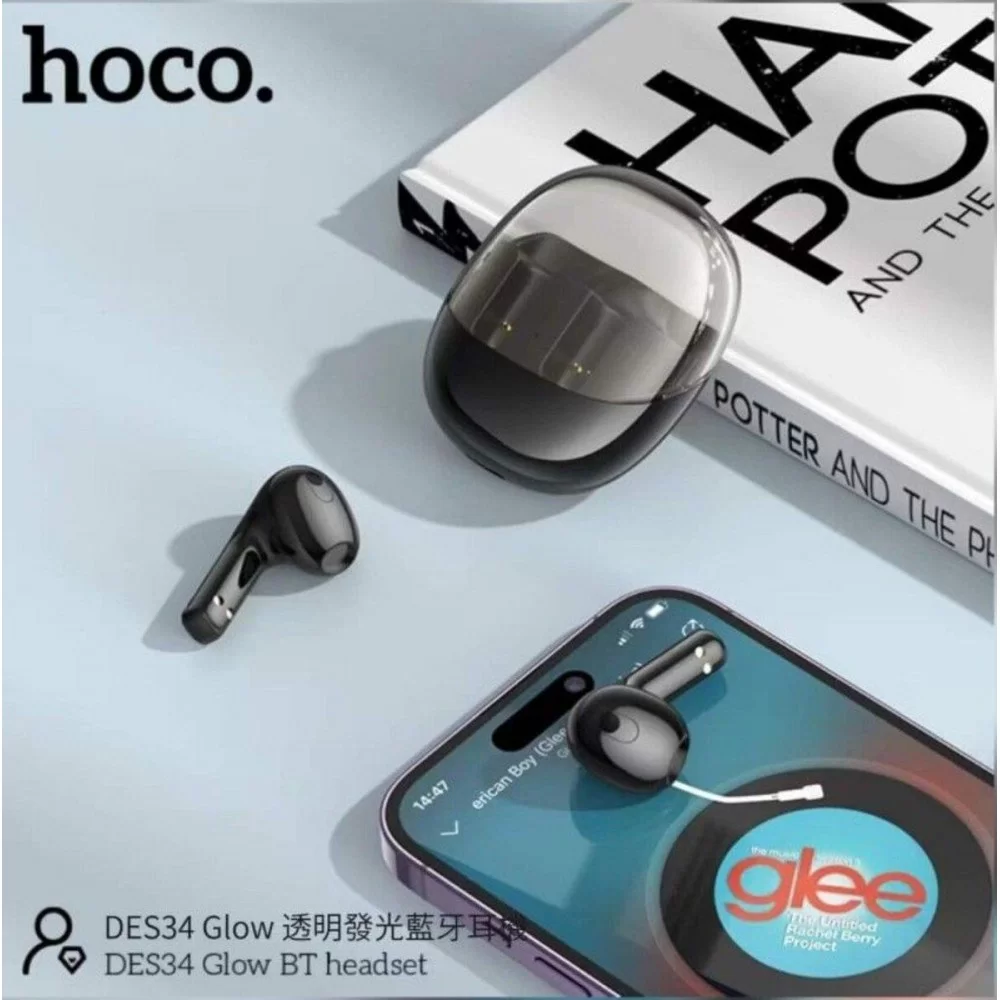 Навушники HOCO DES34 Glow BT headset Black (6942007609586)