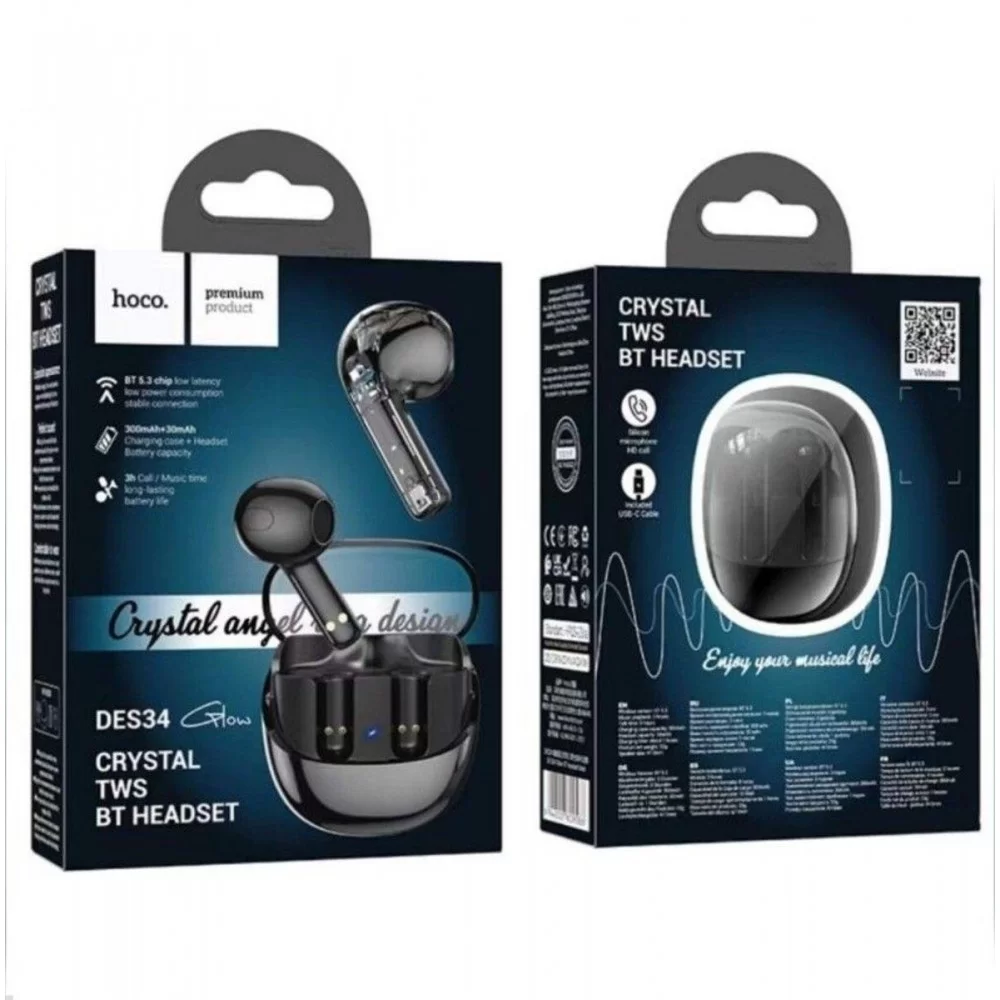 Навушники HOCO DES34 Glow BT headset Black (6942007609586)