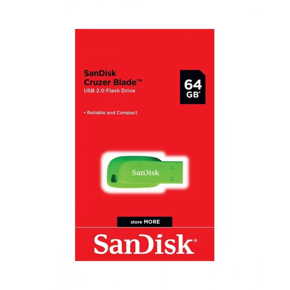 Flash SanDisk USB 2.0 Cruzer Blade 64Gb Green (SDCZ50C-064G-B35GE)