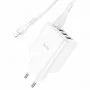 Мережевий зарядний пристрій HOCO C102A Fuerza QC3.0 four-port charger set(iP) 18W White (6931474777720)