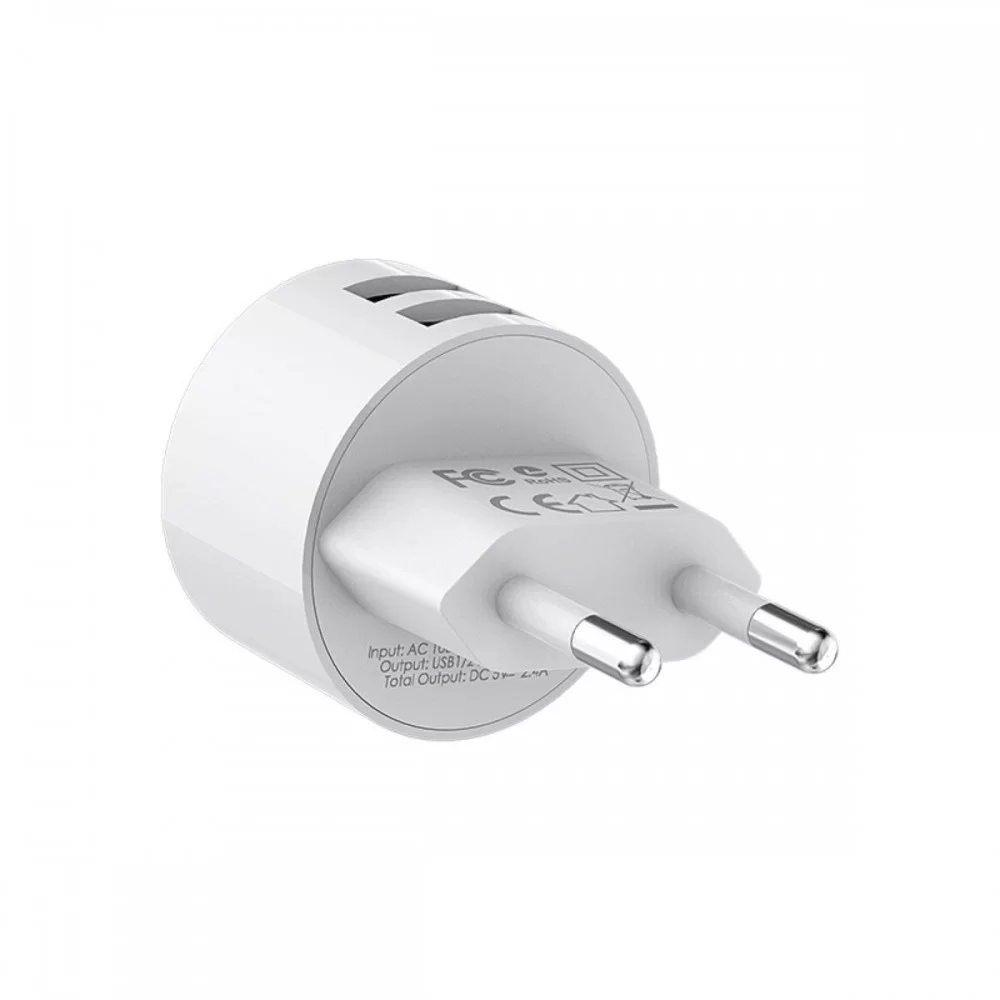 Мережевий зарядний пристрій BOROFONE BA23A Brilliant dual port charger set(Lightning) White (BA23ALW)