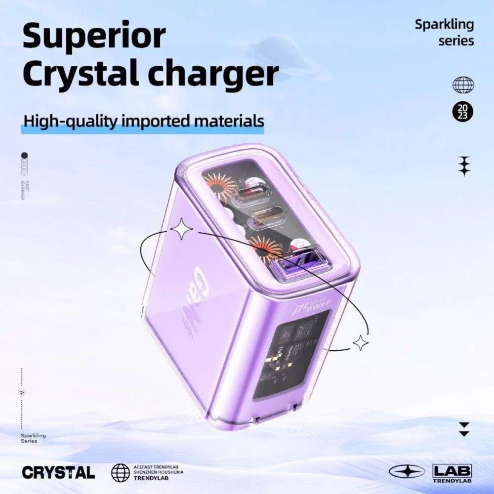 Мережевий зарядний пристрій ACEFAST A45 Sparkling series PD65W GaN (2*USB-C+USB-A) charger Mountain mist (AFA45MM)