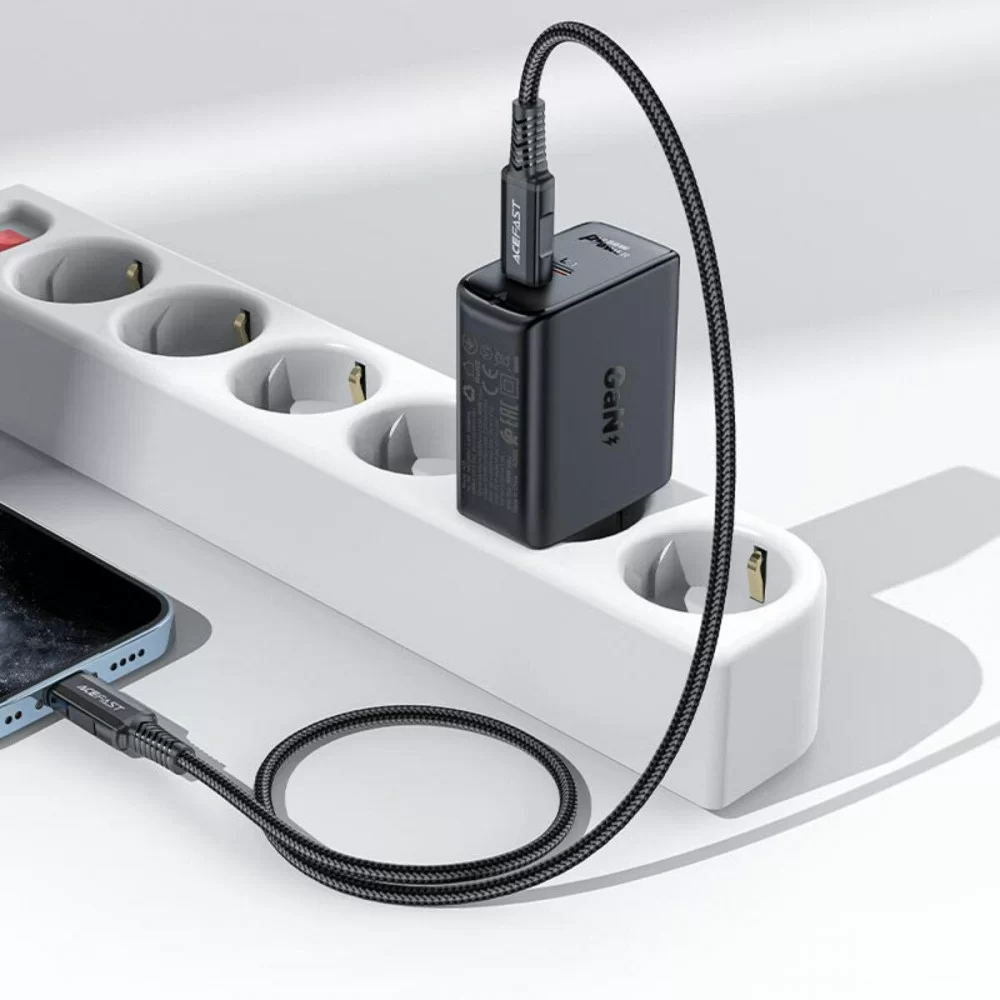 Мережевий зарядний пристрій ACEFAST A29 PD50W GaN (USB-C+USB-C) dual port charger Black (AFA29B)
