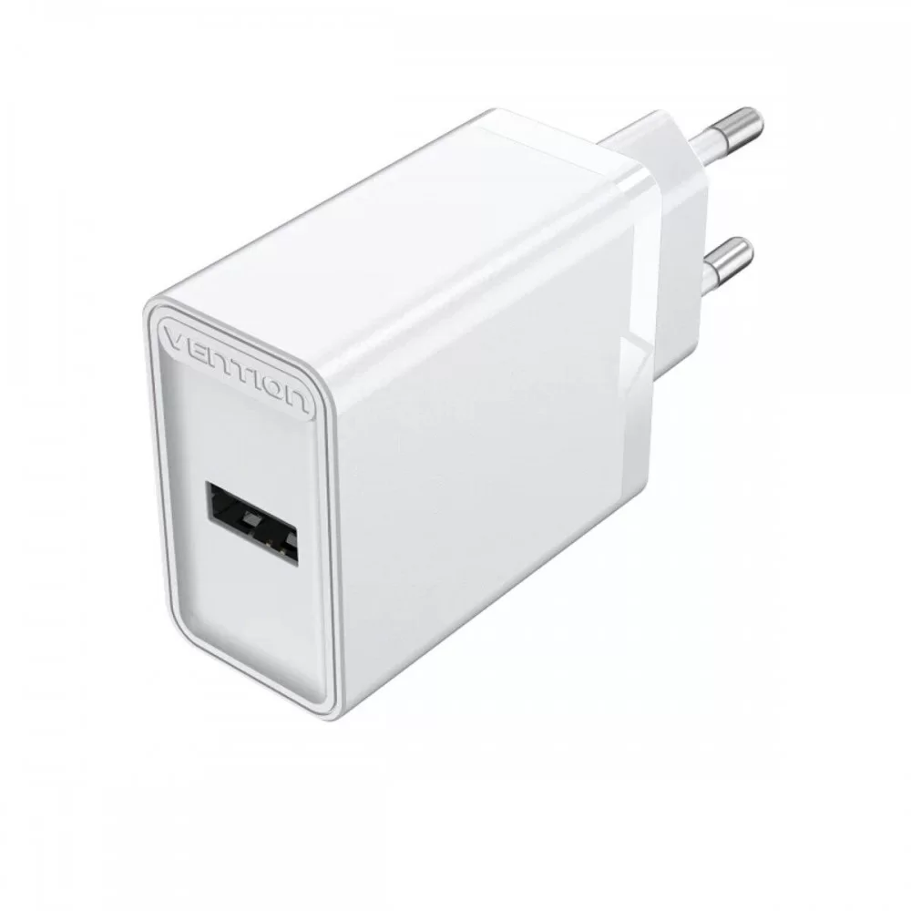 Зарядний пристрій Vention 1-port USB Wall Charger(12W) EU-Plug White (FAAW0-EU) (FAAW0-EU)