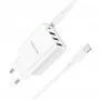 Мережевий зарядний пристрій BOROFONE BA79A Clever four-port PD20W(1C3A) charger set(Type-C to Type-C) White (BA79ACCW)