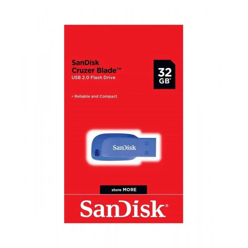 Flash SanDisk USB 2.0 Cruzer Blade 32Gb Electric Blue (SDCZ50C-032G-B35BE)