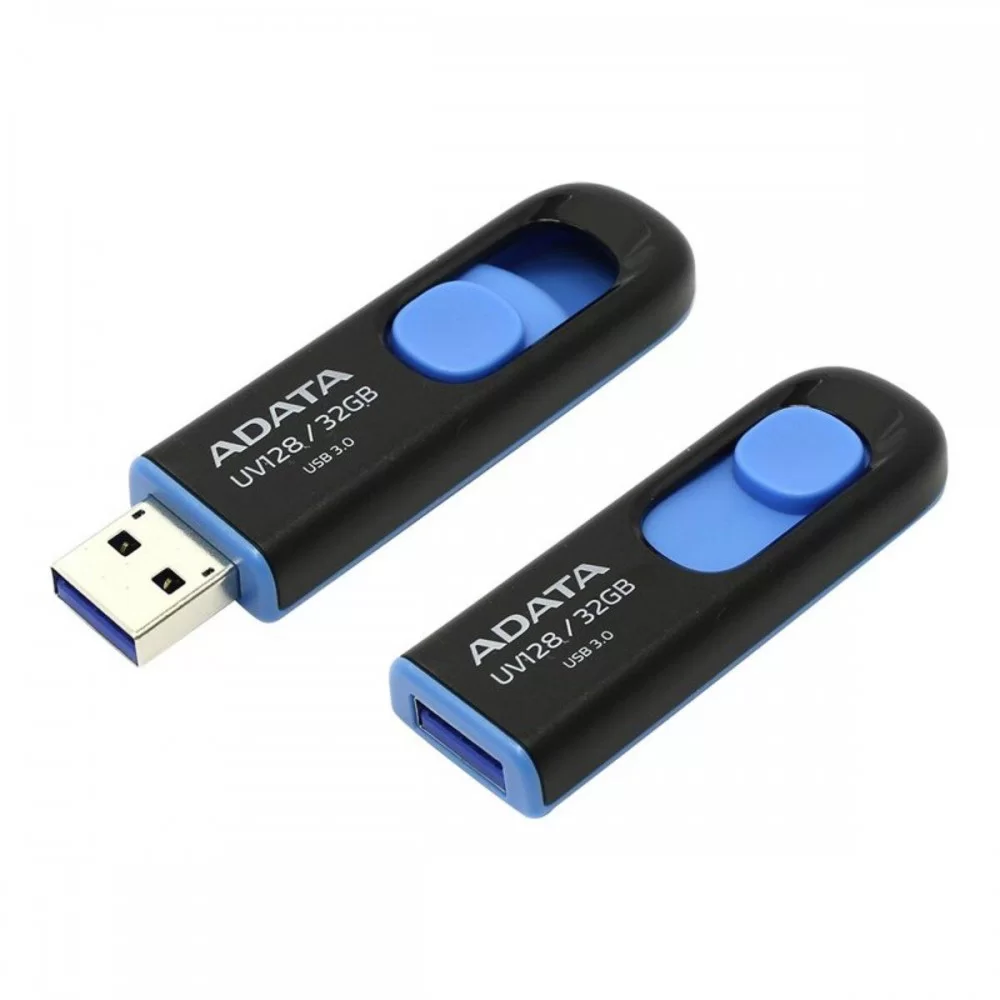Flash A-DATA USB 3.2  UV 128 32Gb Black/Blue (AUV128-32G-RBE)