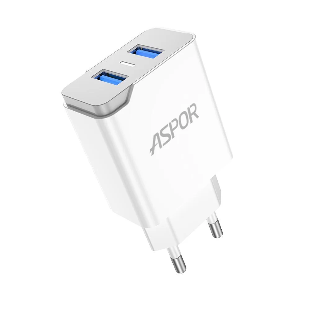 Сетевое зарядное устройство Aspor A823 Fast Charger (2USB/2.4A)- белый