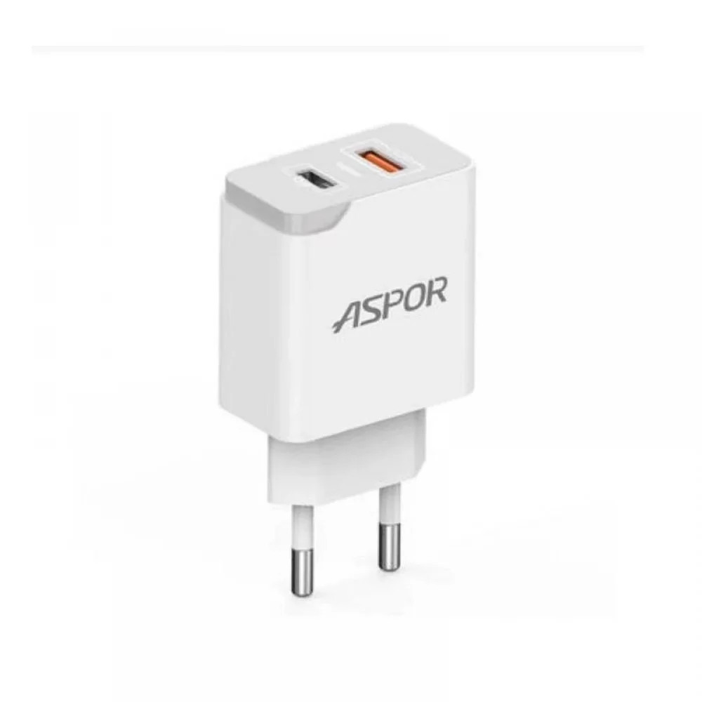 Сетевое зарядное устройство Aspor A823 Fast Charger (2USB/2.4A)- белый
