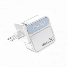Сетевое зарядное устройство Aspor A828 Fast Charger (18W QC3.0 1USB/3A)- белый