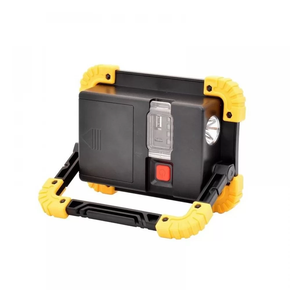 Прожектор светодиодный L802-20W-2COB+1W + PowerBank- черный-желтый