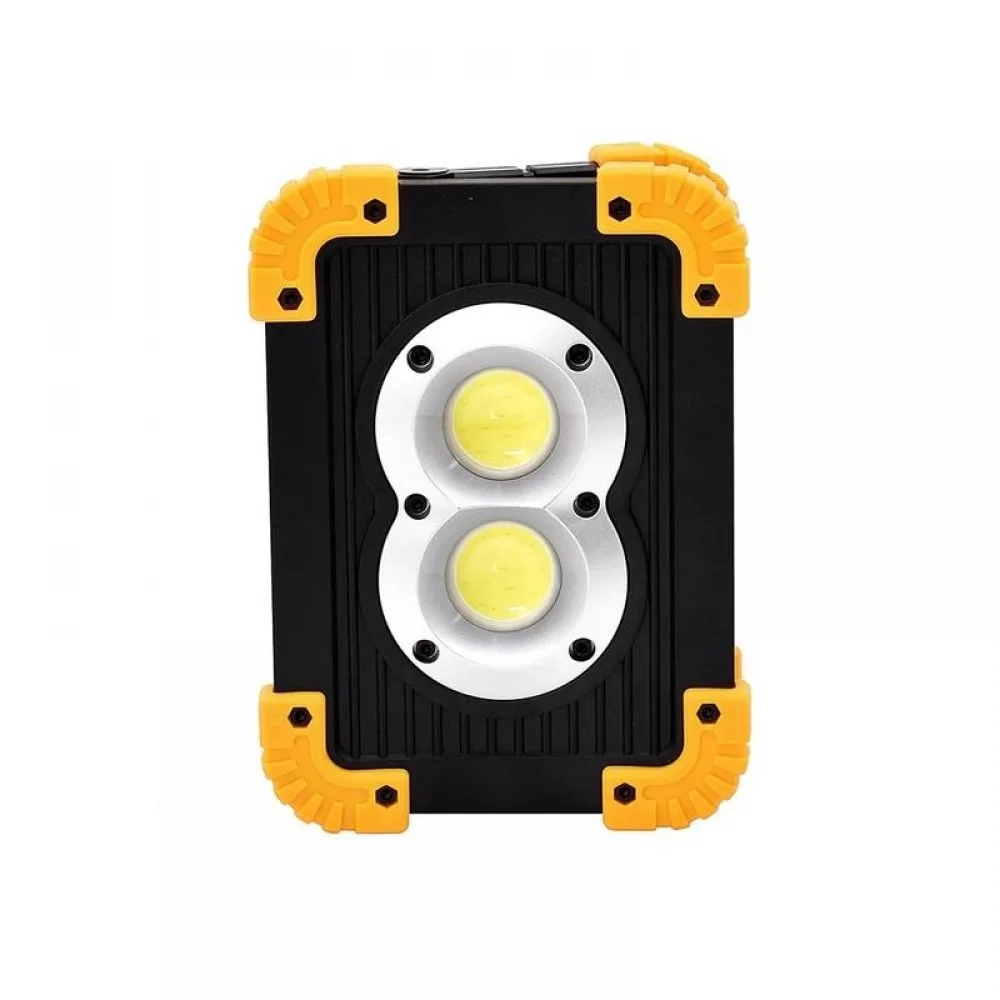 Прожектор светодиодный L802-20W-2COB+1W + PowerBank- черный-желтый