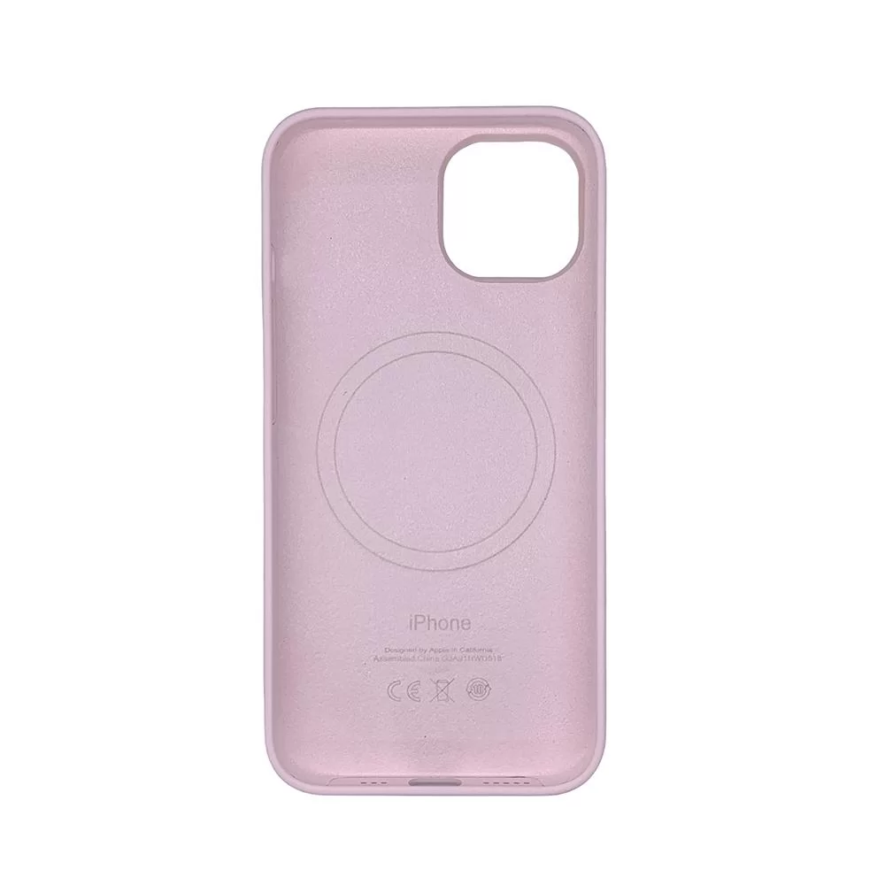 Чехол накладка Silicone Case Full with Magsafe для Apple iPhone 14 Pro- Chalk Pink