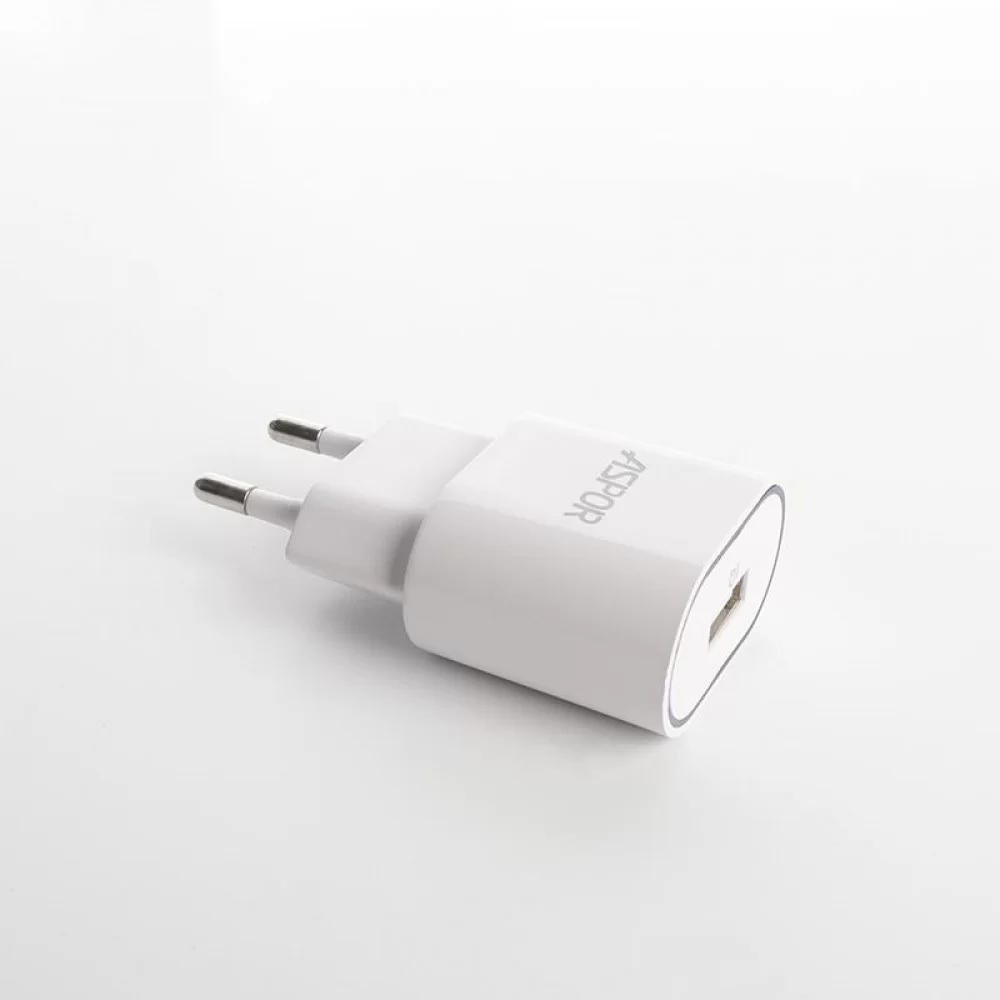 Сетевое зарядное устройство Aspor A818 Plus 2.4A iQ + USB кабель Type-C- белый