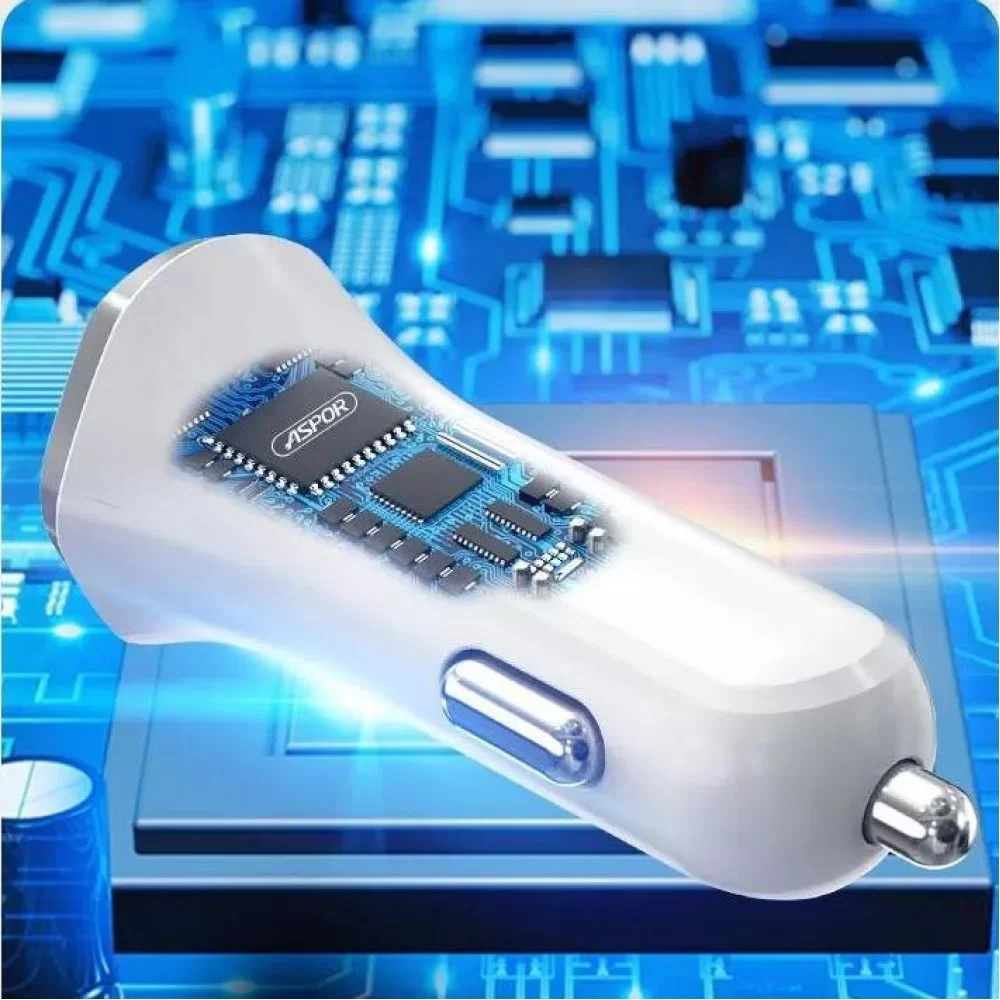 Автомобильное зарядное устройство Aspor A907 (USB/USB-C/3A/20W)- белый