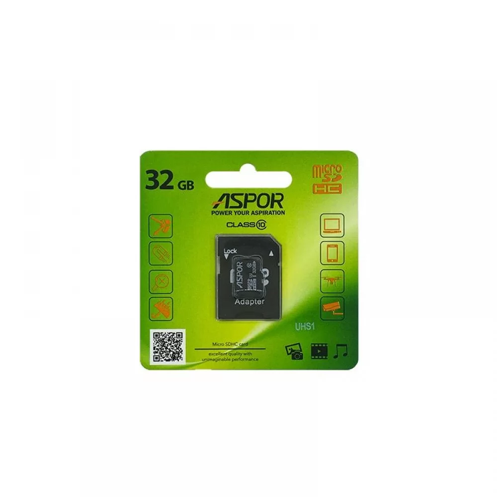 Карта памяти Aspor MicroSDHC 32GB UHS-I (Class 10) + SD adapter