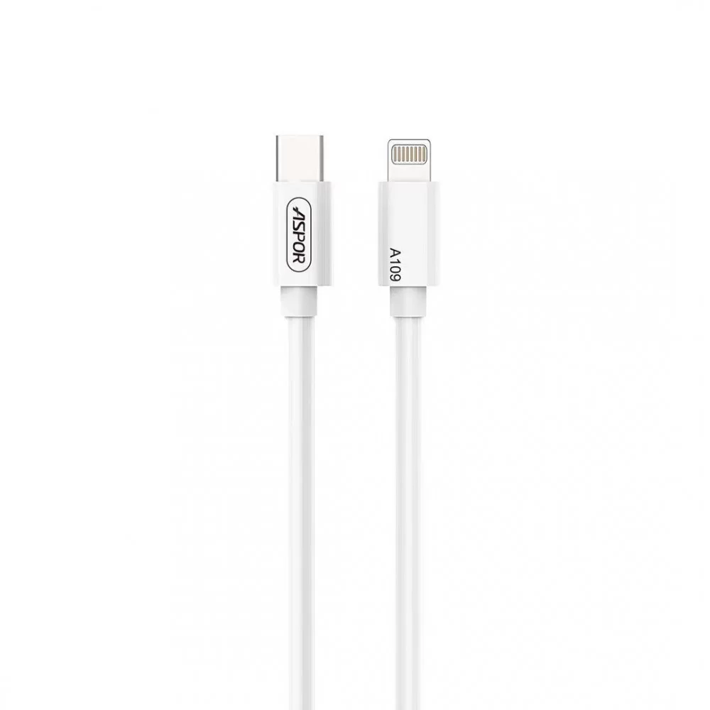 Кабель Aspor A109 Type-C – Lightning 3.1A/1м- белый