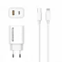 Сетевое зарядное устройство Aspor A806 Fast Charger (USB/USB-C/3A/33W) + кабель Type-C – Lightning- белый