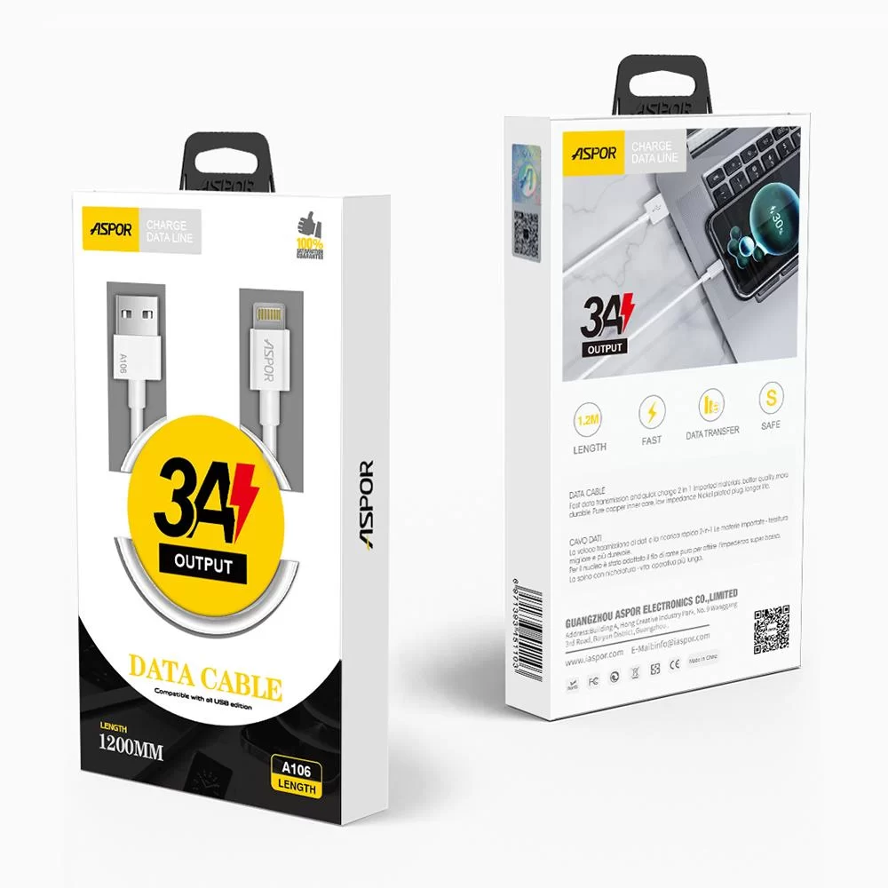 Кабель Aspor A107 USB – Type-C3A/1.2м- белый