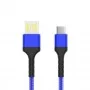Кабель Aspor A180 Nylon LED USB – Type-C (2.4A/1м)- темно-синий
