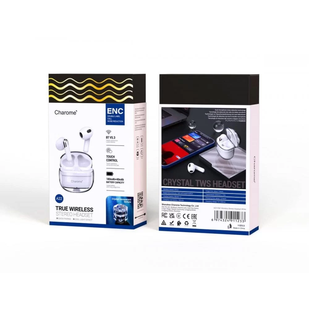 Навушники CHAROME A22 ENC Wireless Stereo Headset White (6974324911233)
