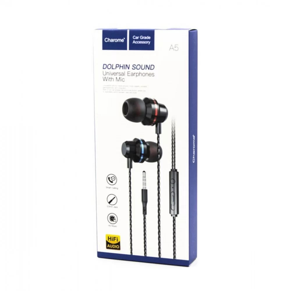 Навушники CHAROME A5 Dolphin sound universal earphone with mic Black (6974324910168)