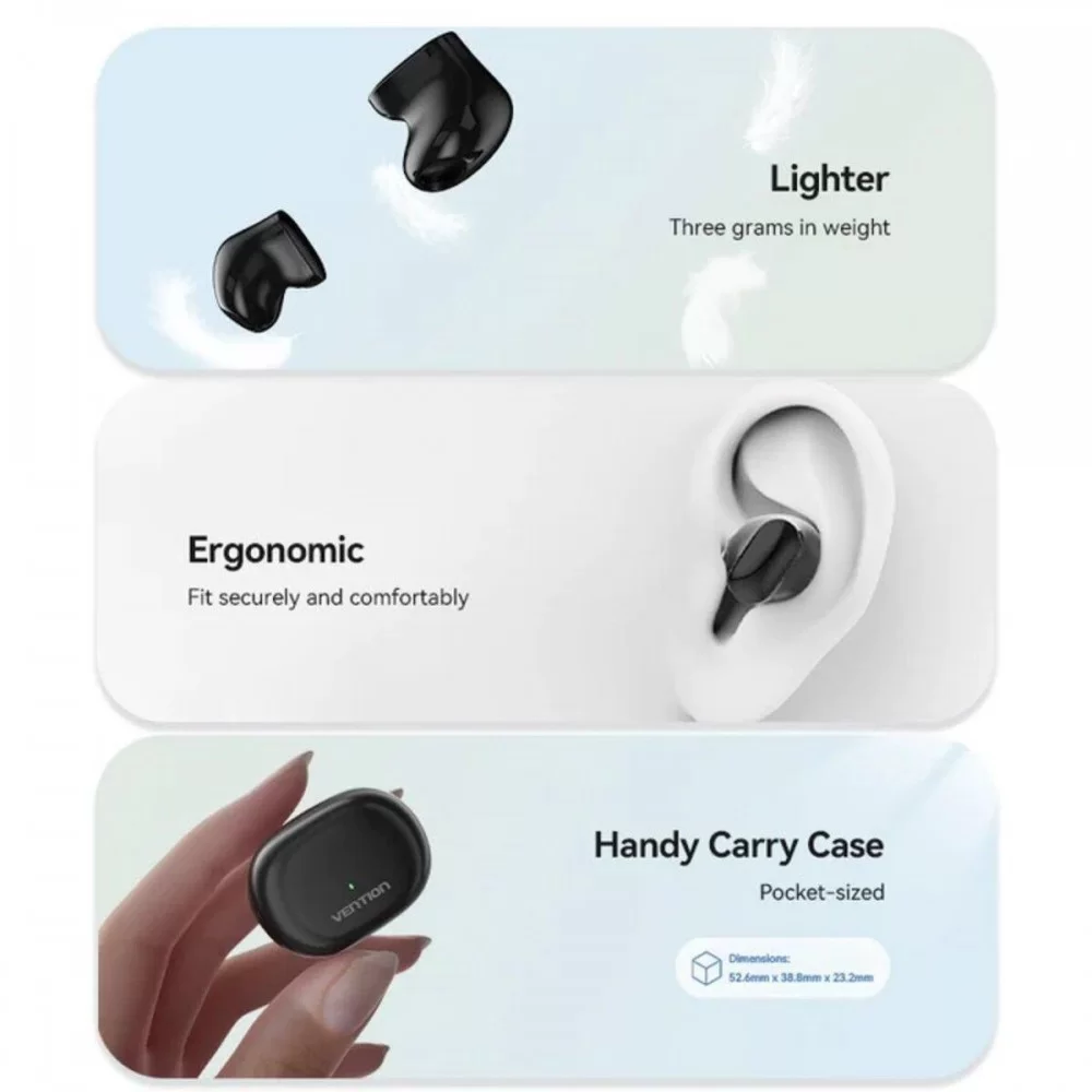 Навушники Vention True Wireless Bluetooth Earbuds Tiny T12 Black (NBLB0) (NBLB0)