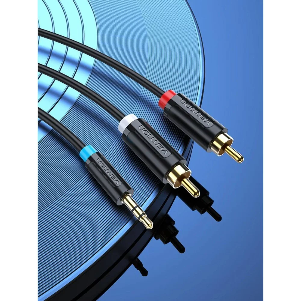 Кабель Vention 3.5MM Male to 2-Male RCA Adapter Cable 1.5M Black (BCLBG) (BCLBG)