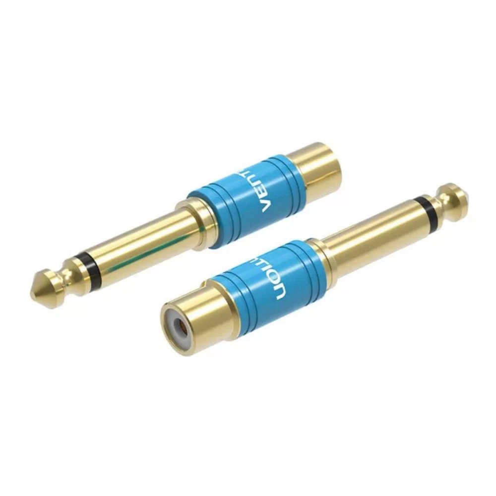 Адаптер Vention 6.35mm Male to RCA Female Audio Adapter Blue Aluminum Alloy Type (VDD-C03) (VDD-C03)