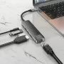 Кабель-перехiдник HOCO HB23 Easy view Type-C multifunction adapter(HDTV+USB3.0+USB2.0+RJ45+PD) Metal Gray (6931474759337)
