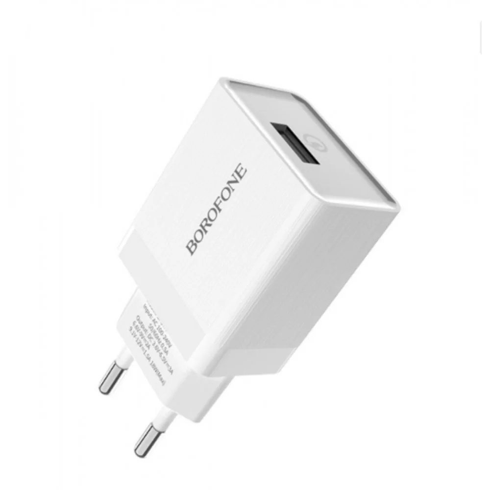 Мережевий зарядний пристрій BOROFONE BA20A Sharp single port charger set(Micro) White (BA20AMW)