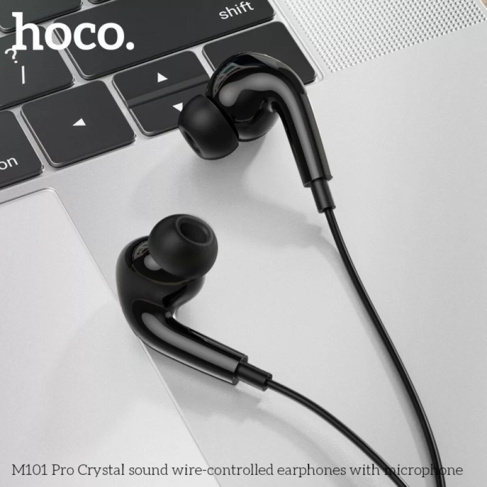 Навушники HOCO M101 Pro Crystal sound wire-controlled earphones with microphone Black (6931474782373)
