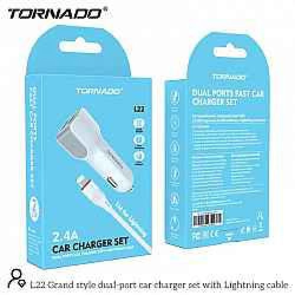 Автомобільний зарядний пристрій Tornado L22 Lightning 2USB