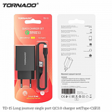 Сетевое Зарядное Устройство 2in1 TORNADO TD-15 (1USB QC3.0) Type-C
