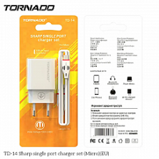 Сетевое Зарядное Устройство 2in1 TORNADO TD-14 (1USB 2.1A) Micro