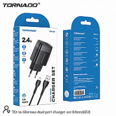 Сетевое Зарядное Устройство 2in1 TORNADO TD-16 (2USB 2.4A) Micro