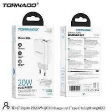Мережевий Зарядний Пристрій Tornado TD-17 Lighting PD20 W+QC 3.0