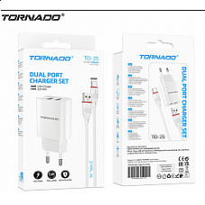 Сетевое Зарядное Устройство 2in1 TORNADO TD-25 (2USB Super Fast Dual Charge) Type-C