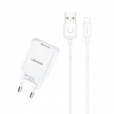 МЗП Usams T21 Charger kit T18 single USB EU charger +Uturn Lightning cable White (T21OCLN01)