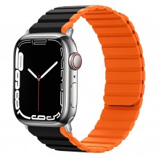 Силиконовый магнитный ремешок STR MagStrap для Apple Watch 49/42/44/45 mm - Black/Orange