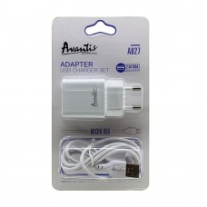Сетевое зарядное устройство Avantis A827 (1USB/2.4A) + USB кабель Micro- белый