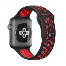 Силиконовый ремешок STR Dots Sport Band for Apple Watch 49/42/44/45 mm - Black/Red