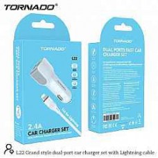 Автомобільний зарядний пристрій Tornado L22 Lightning 2USB