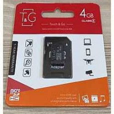 Карта пам'яті T&G MicroSDHC 4gb 4 Class & Adapter